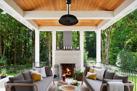 Image of Solaira Radius Glass Pendant Radiant Infrared Electric Patio Heater Black