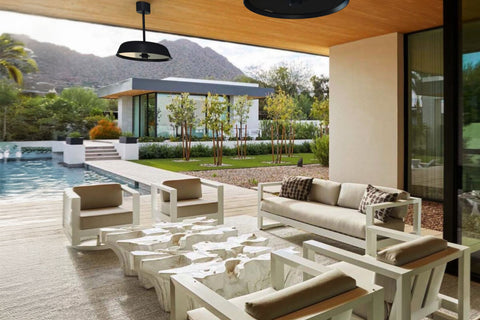 Image of Solaira Radius Glass Pendant Radiant Infrared Electric Patio Heater Black