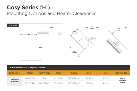 Image of Solaira Cosy 1500 Watt Radiant Infrared Electric Patio Heater in Black | 120V